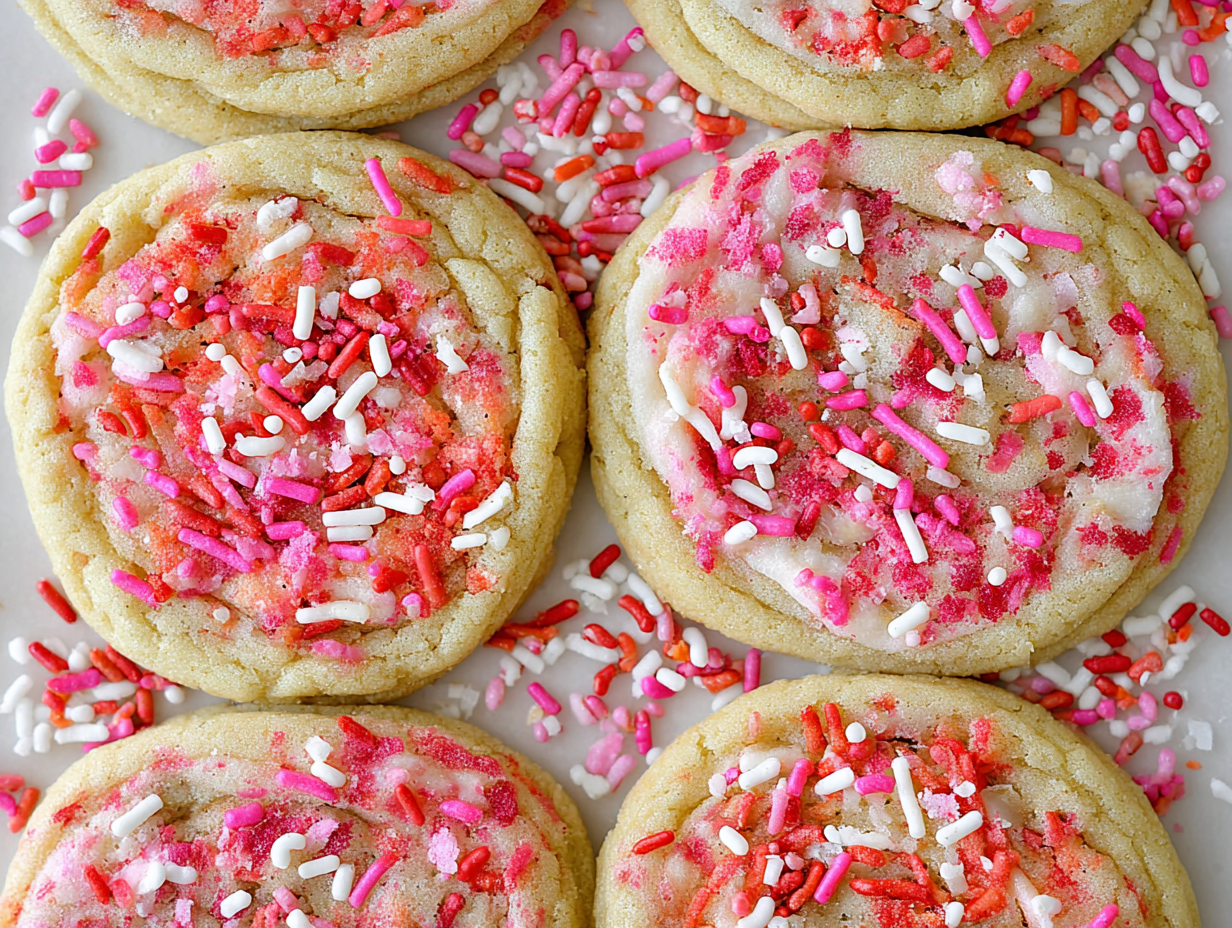 A stack of confetti cookies with sprinkles.