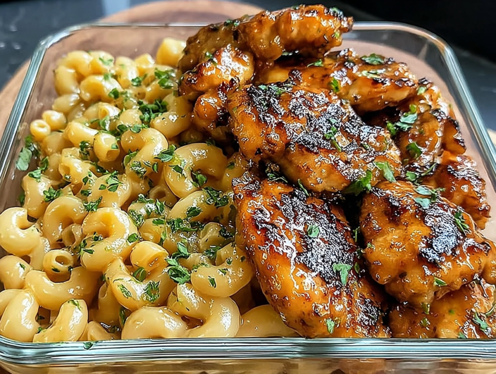 High-Protein Honey Garlic Butter Chicken with Mac & Cheese