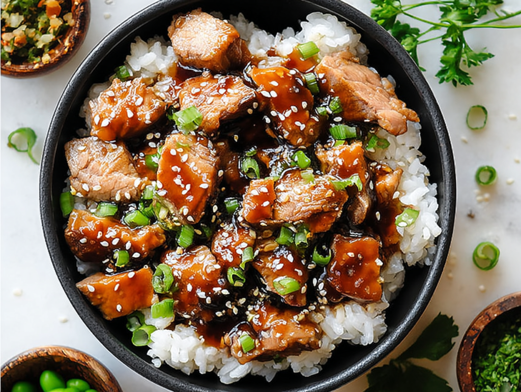 Honey Garlic Pork Rice Bowl