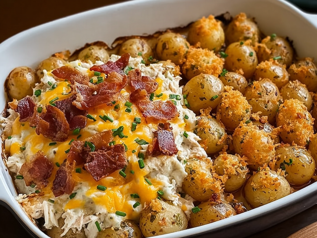 Indulge in the Chicken Bacon Ranch Tater Tot Casserole Delight
