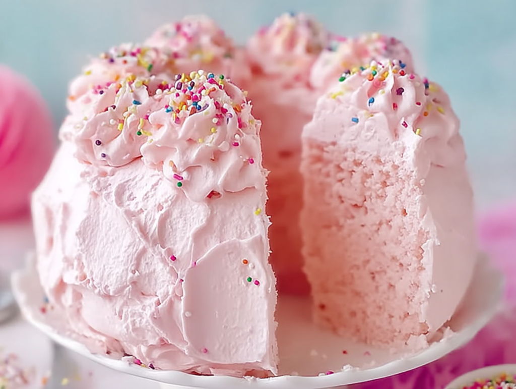 Beautiful Pink Angel Food Cake