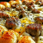 Biscuits and Sausage Gravy Breakfast Pizza