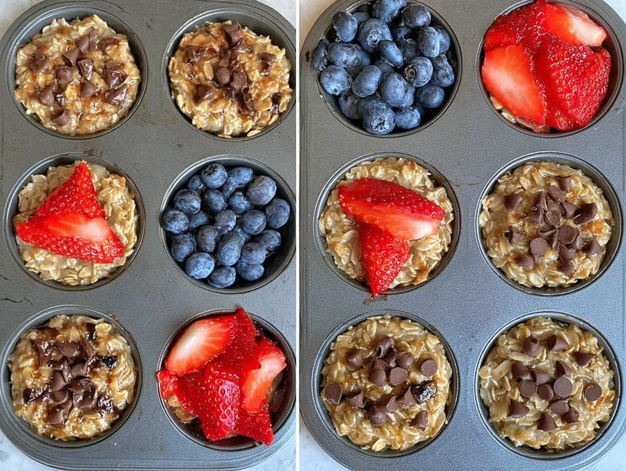 Healthy Banana Oat Muffins in a mini muffin tin