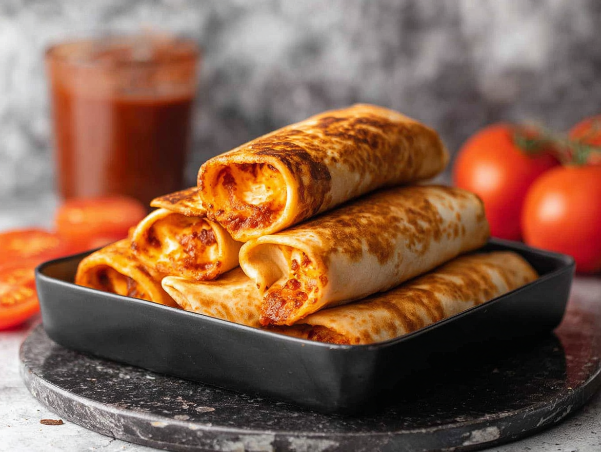 High Protein Pepperoni Pizza Rolls on a plate