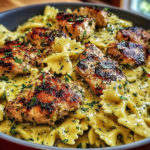 Mozzarella Garlic Butter Chicken Bowties in Cheesy Cream