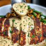 Parmesan Crusted Chicken with Creamy Garlic Sauce
