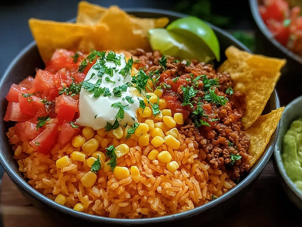 Taco Rice Bowl with Doritos Recipe